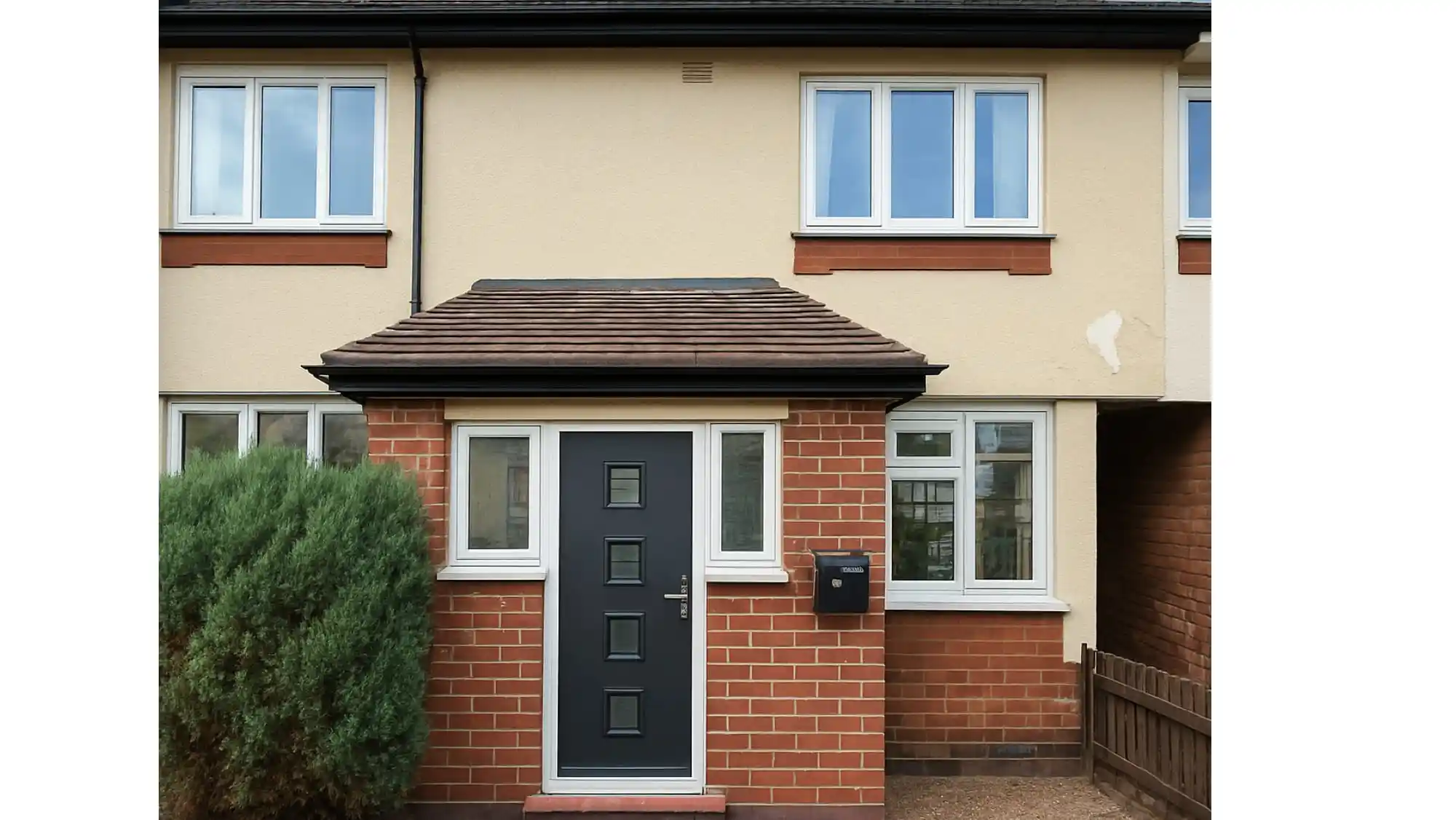 Composite front door with sidelights and UPVC windows installed by Bucks Glazing