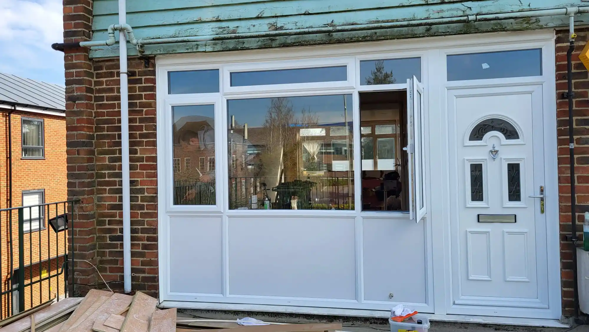 UPVC front window and door combination installed by Bucks Glazing